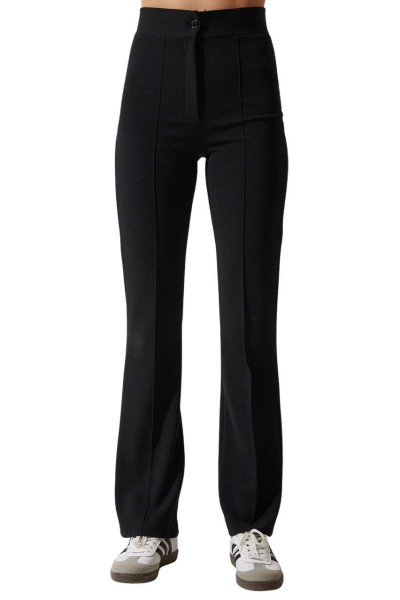 Siyah Likralı Toparlayıcı Yüksek Bel Çimalı Kadın Pantolon