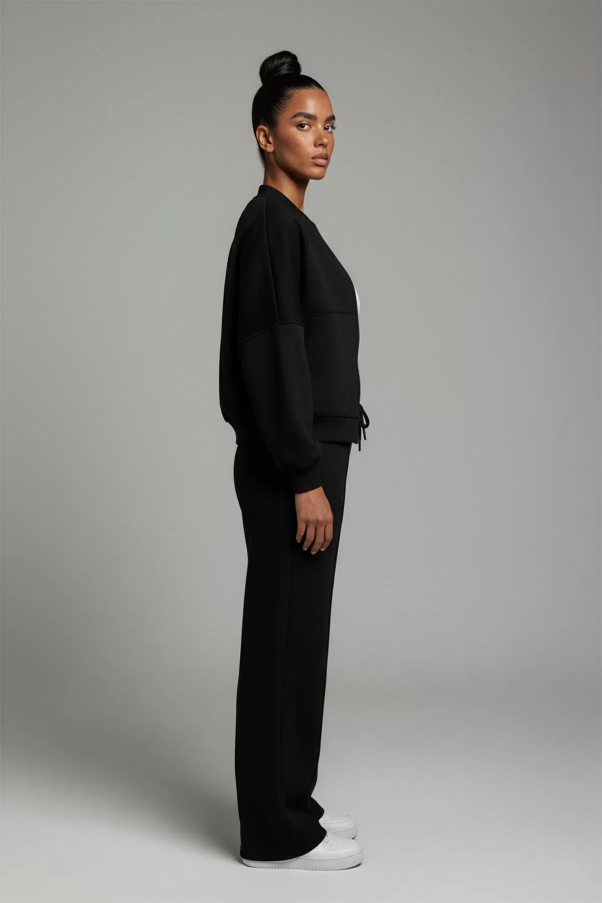 Fermuarlı  Siyah Modal Kadın Alt Üst Takım