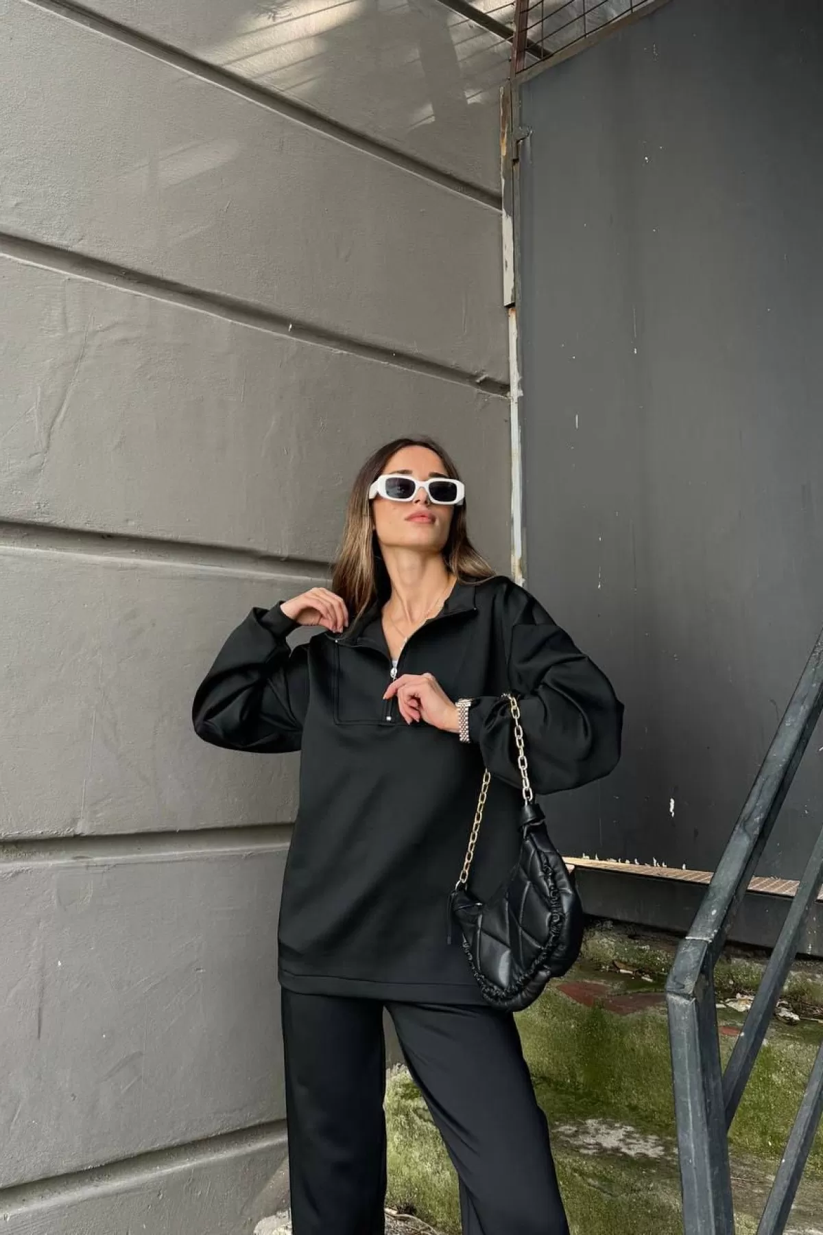 Siyah Modal Kumaş Kadın Alt Üst Takım