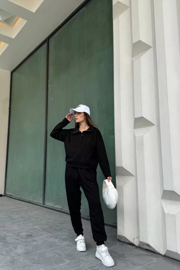 Siyah Modal Kumaş Kadın Alt Üst Takım