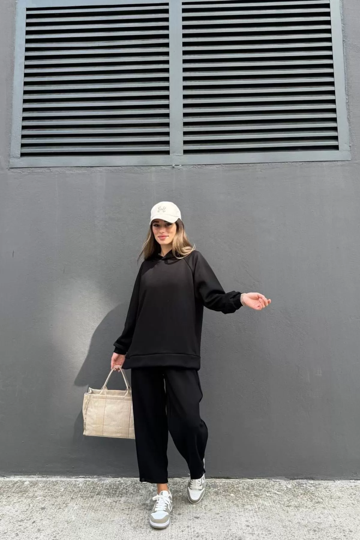 Siyah Modal Kumaş Kadın Alt Üst Takım