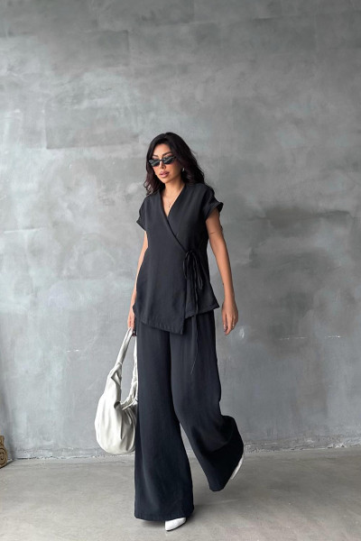 Siyah Modal Kumaş Kadın Alt Üst Takım