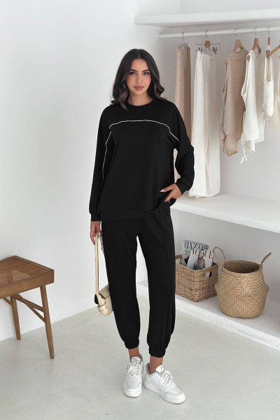Siyah Modal Kumaş Kadın Alt Üst Takım
