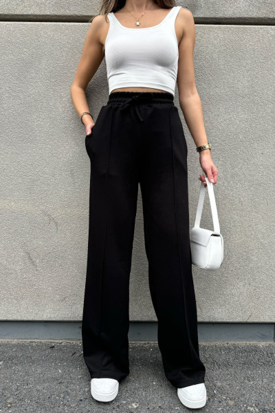 Siyah Modal Kumaş Kadın Palazzo Pantolon