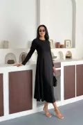 Bordo Modal Kumaş Uzun Elbise