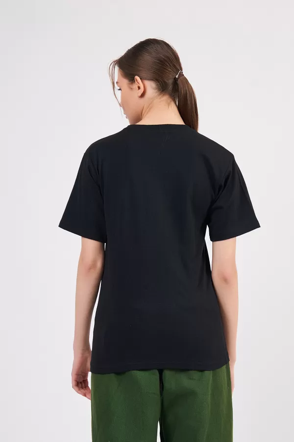 Siyah Pamuklu Basic Kadın T-Shirt
