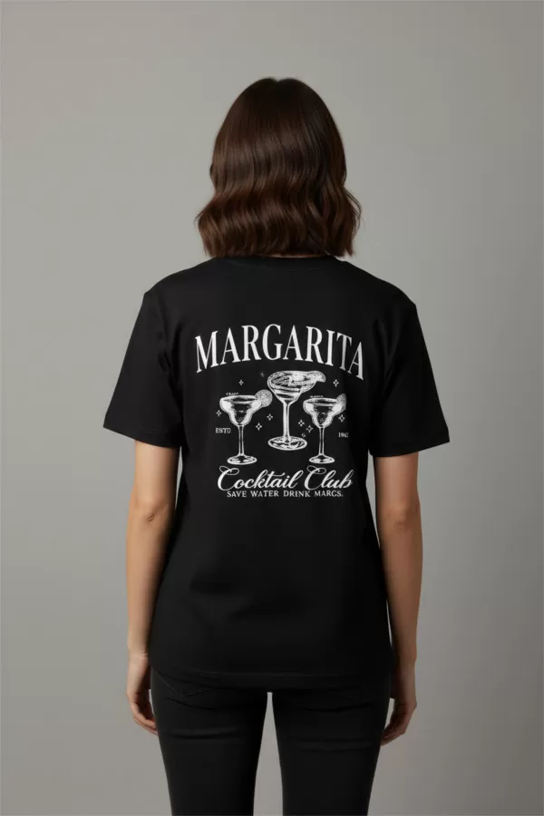 Siyah Pamuklu Baskılı Kadın Tişört