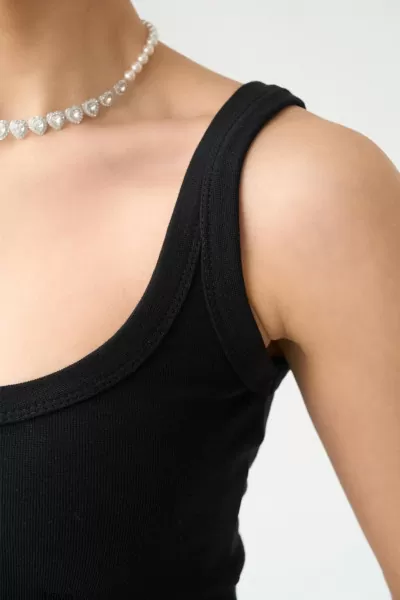 Siyah Pamuklu Kadın Atlet