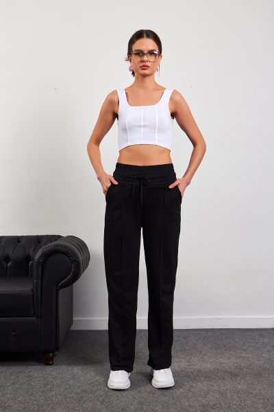 Siyah Pamuklu Kadın Eşofman Altı