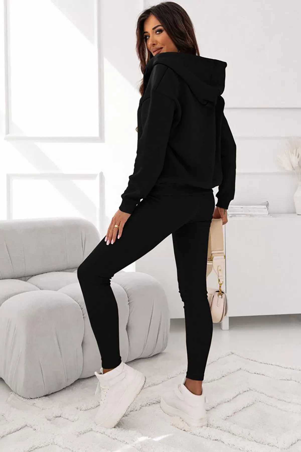 Siyah Pamuklu Kadın Üçlü Takım