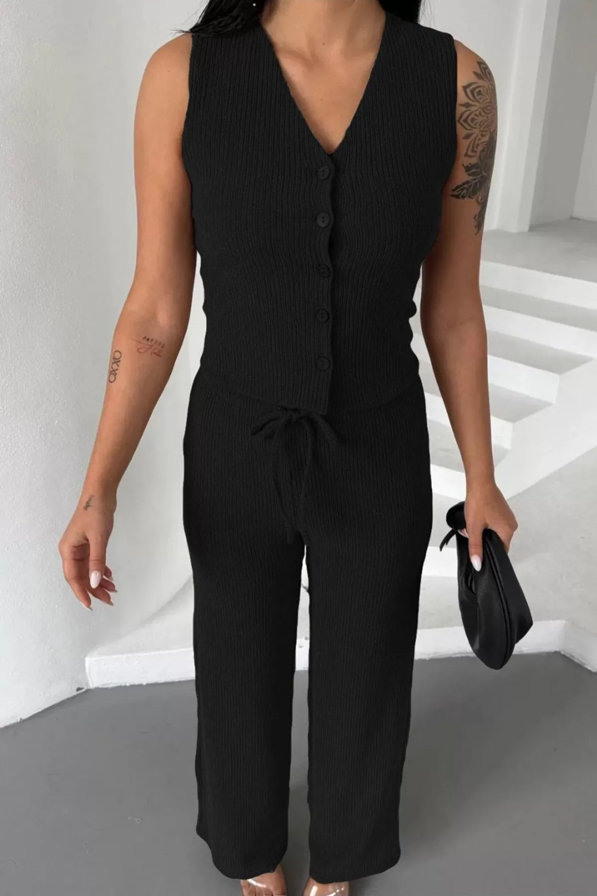 Siyah Pantolon Bluz Alt Üst Takım