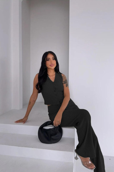 Siyah Pantolon Bluz Alt Üst Takım