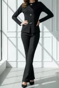 Siyah Pantolon Bluz Kadın Alt Üst Takım