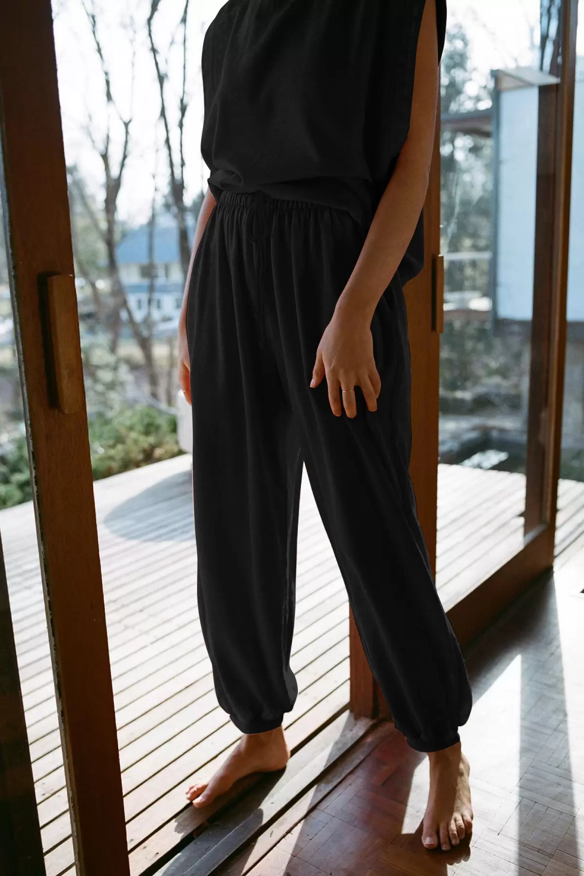 Siyah Penye Kadın Eşofman Takımı