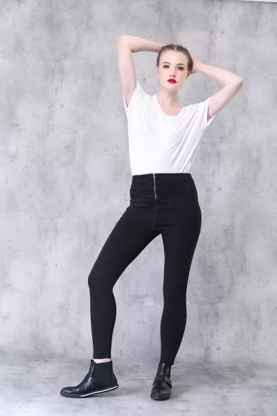 Siyah Slim Fit Yüksek Bel Kadın Jeans