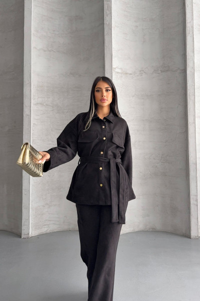 Siyah Süet Kadın Alt Üst Takım