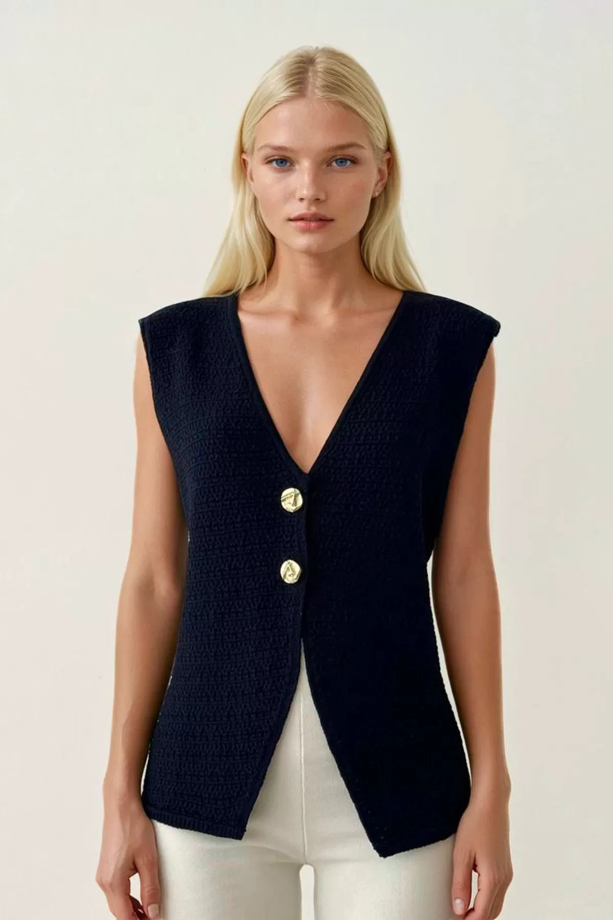 Siyah Triko Kadın Yelek Bluz