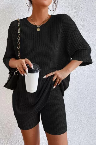 Siyah Tunik Biker Tayt Alt Üst Takım