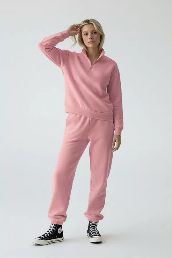 Somon Pamuklu Üç İplik Şardonlu Kadın Eşofman Takımı