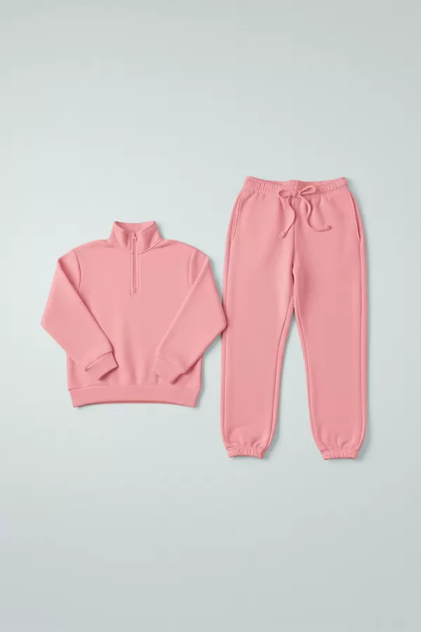 Somon Pamuklu Üç İplik Şardonlu Kadın Eşofman Takımı