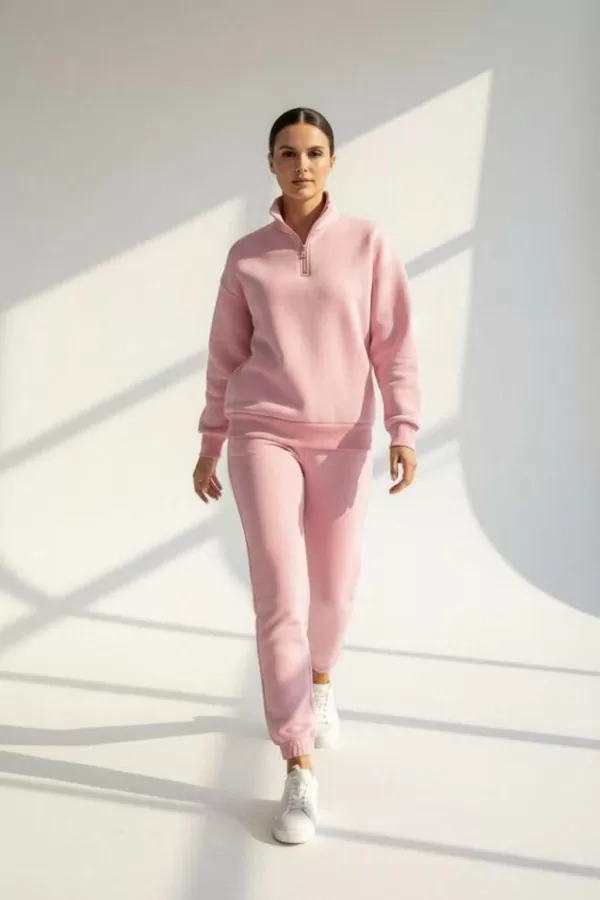 Somon Pamuklu Üç İplik Şardonlu Kadın Sweatshirt