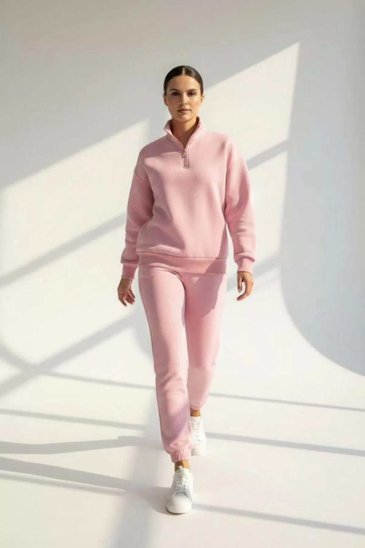 Somon Pamuklu Üç İplik Şardonlu Kadın Sweatshirt