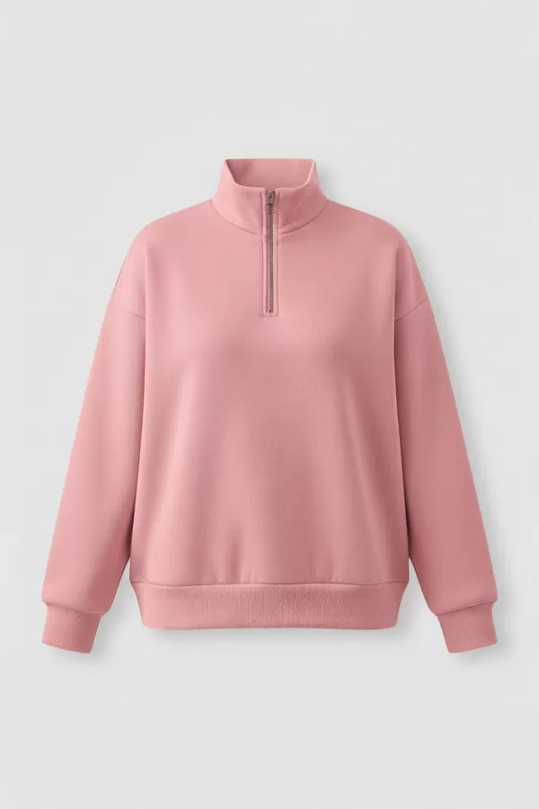 Somon Pamuklu Üç İplik Şardonlu Kadın Sweatshirt