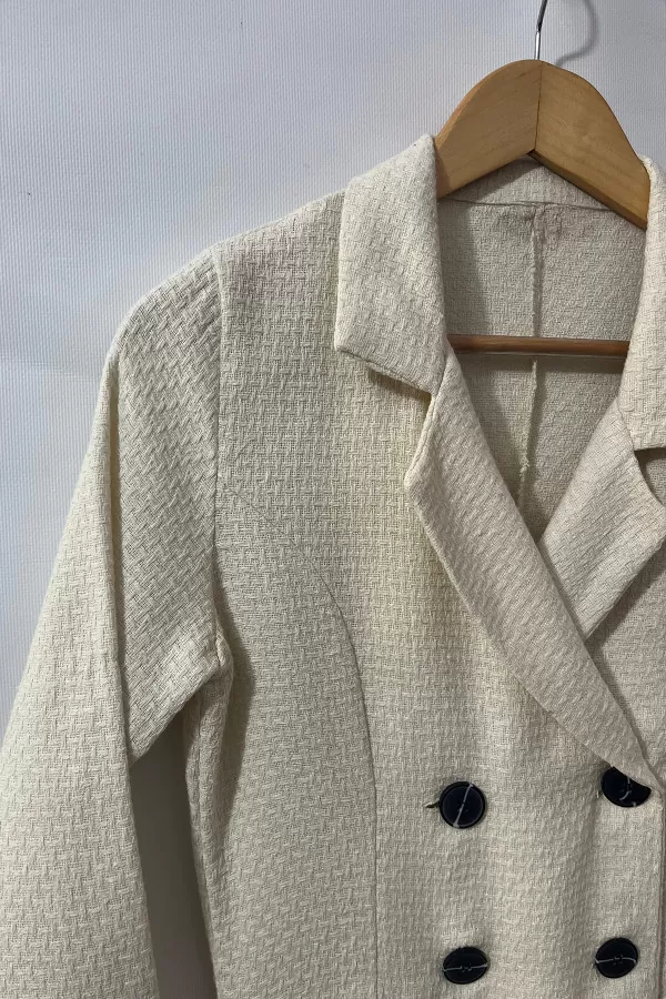 Şortlu Ekru Kruvaze Kadın Ceket