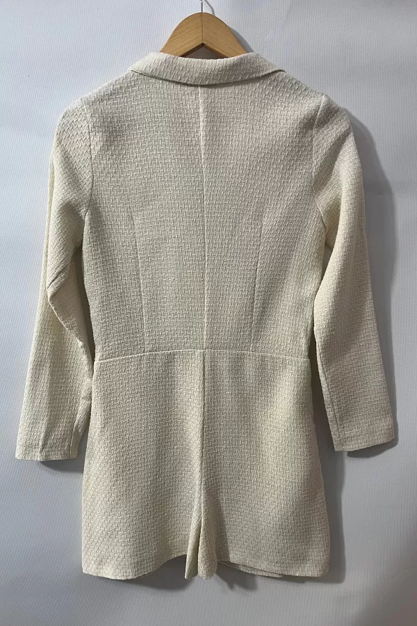 Şortlu Ekru Kruvaze Kadın Ceket