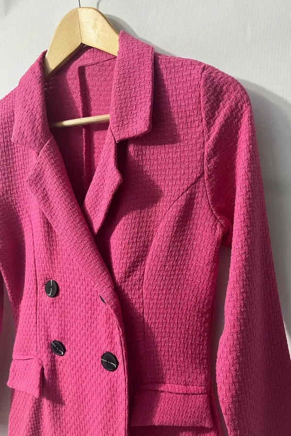 Şortlu Fuşya Kruvaze Kadın Ceket
