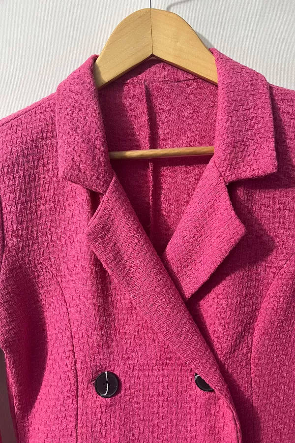 Şortlu Fuşya Kruvaze Kadın Ceket