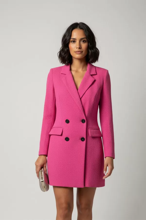 Şortlu Fuşya Kruvaze Kadın Ceket