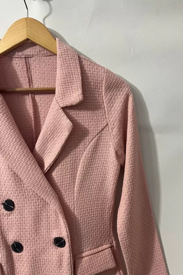 Şortlu Pudra Pembe Kruvaze Kadın Ceket