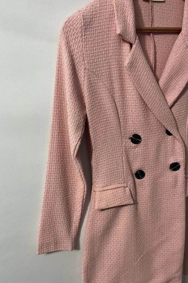 Şortlu Pudra Pembe Kruvaze Kadın Ceket