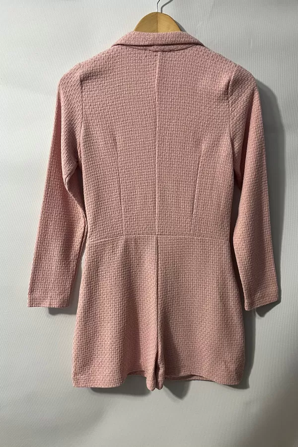 Şortlu Pudra Pembe Kruvaze Kadın Ceket