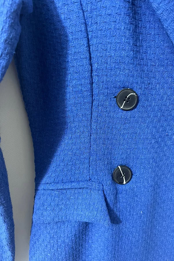 Şortlu Saks Mavi Kruvaze Kadın Ceket