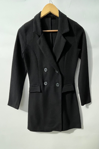 Şortlu Siyah Kruvaze Kadın Ceket