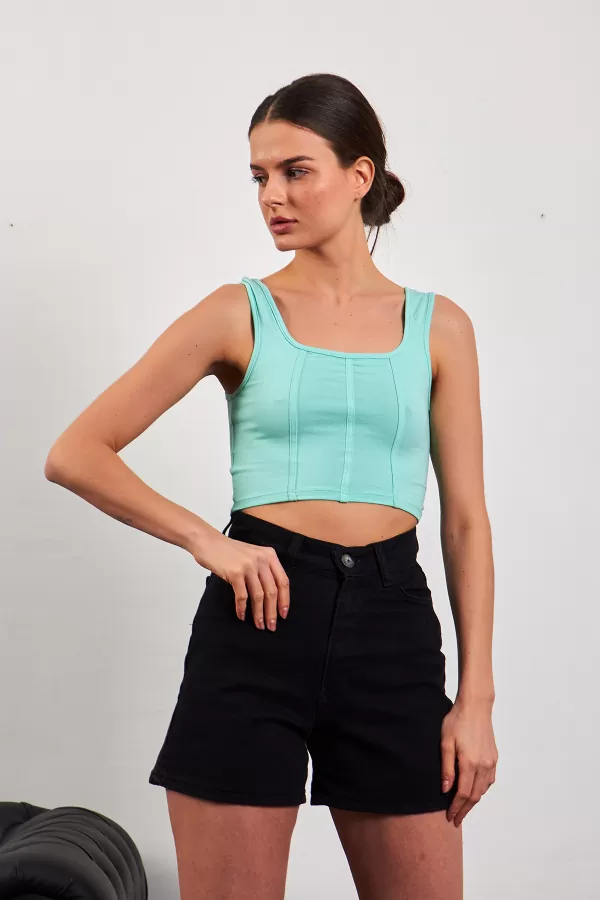 Su Yeşili Crop Top Kadın Atlet