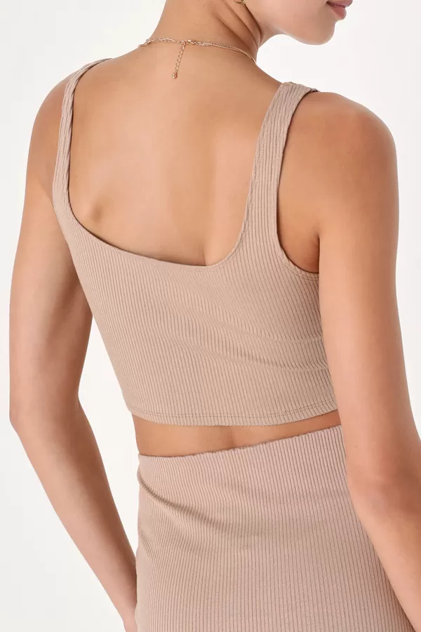 Sütlü Kahve Kaşkorse Etek Bluz Kadın İkili Takım