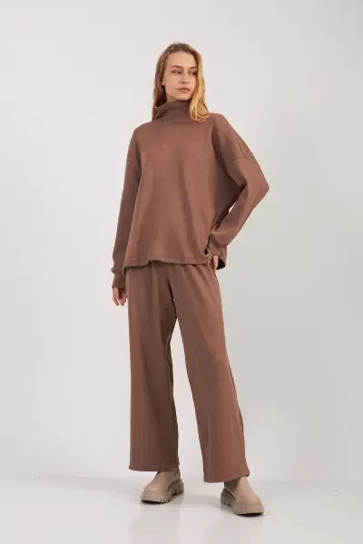 Sütlü Kahve Kaşkorse Kadın Alt Üst Takım