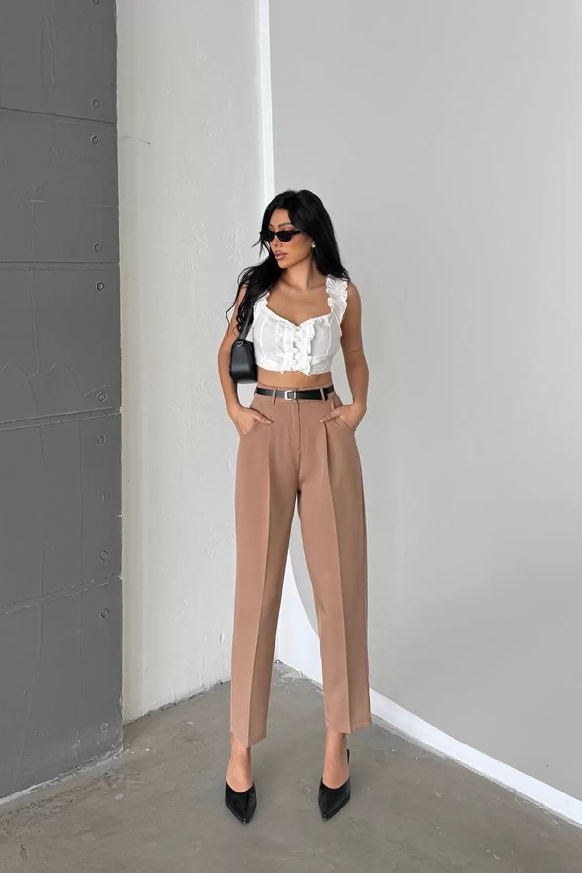 Sütlü Kahve Pamuklu Kadın Palazzo Pantolon