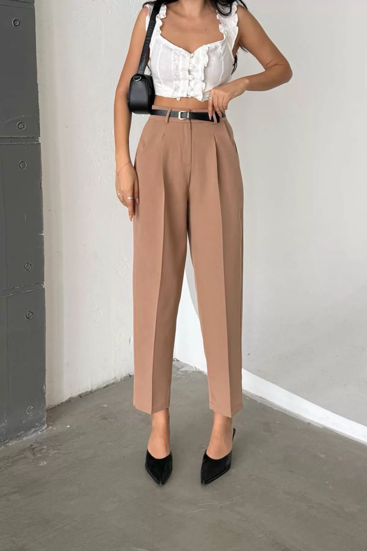 Sütlü Kahve Pamuklu Kadın Palazzo Pantolon