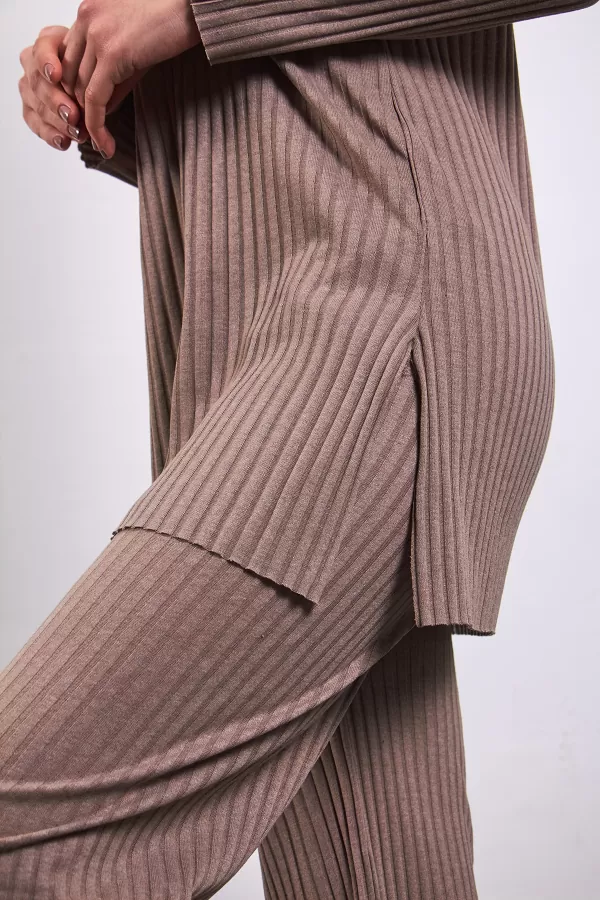 Sütlü Kahve Pamuklu Pantolon Tunik İkili Takım