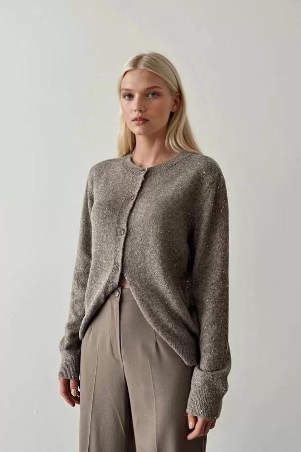 Sütlü Kahve Triko Kadın Hırka