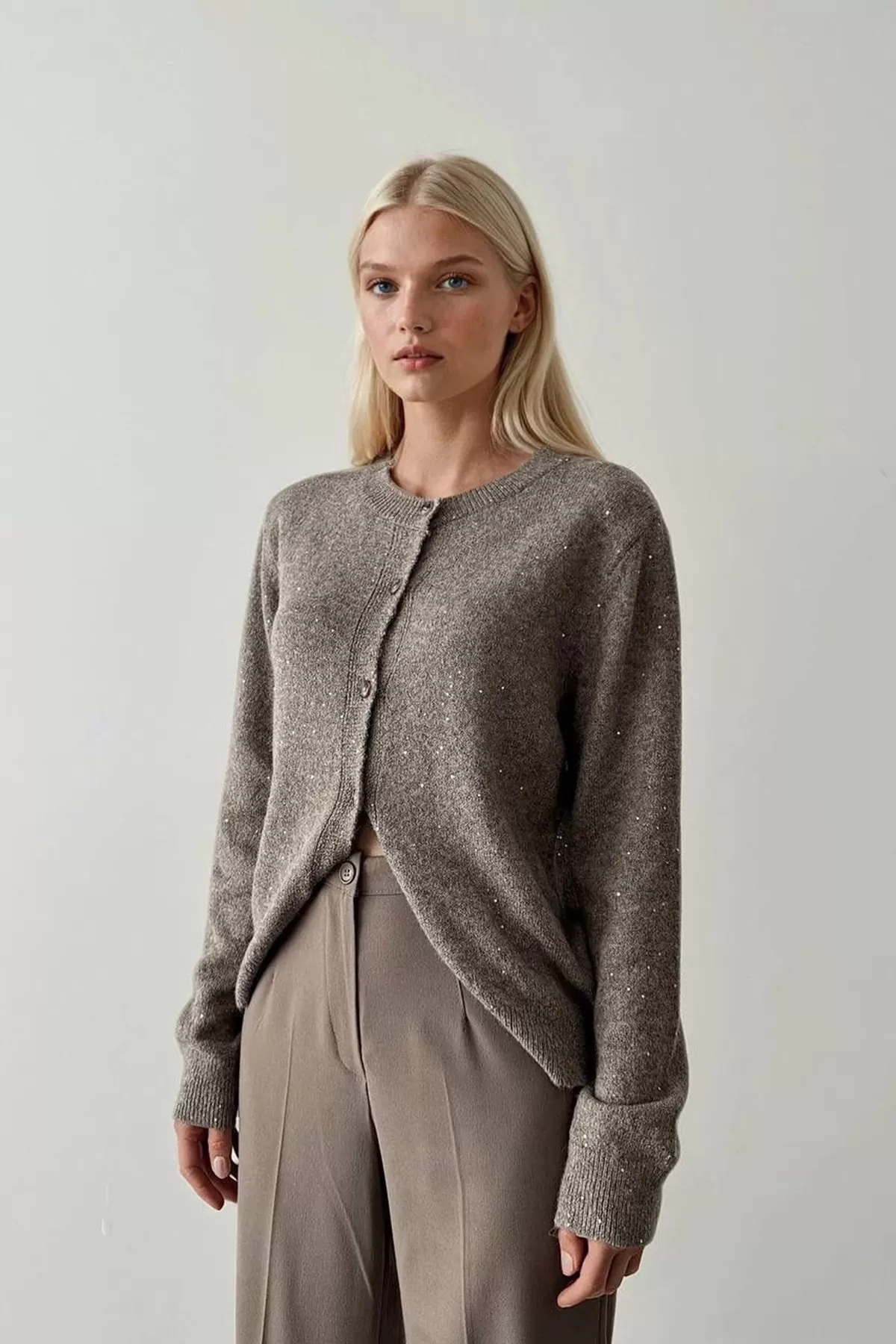 Sütlü Kahve Triko Kadın Hırka