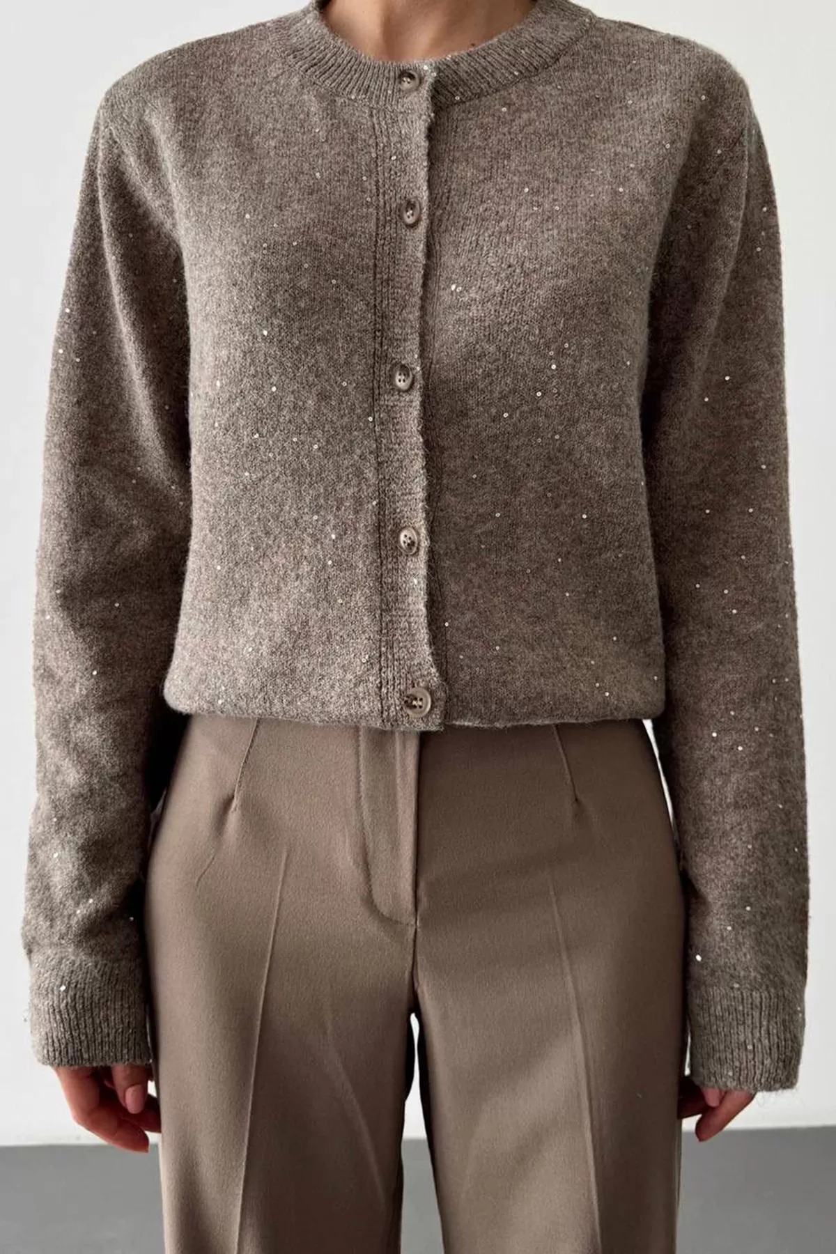 Sütlü Kahve Triko Kadın Hırka