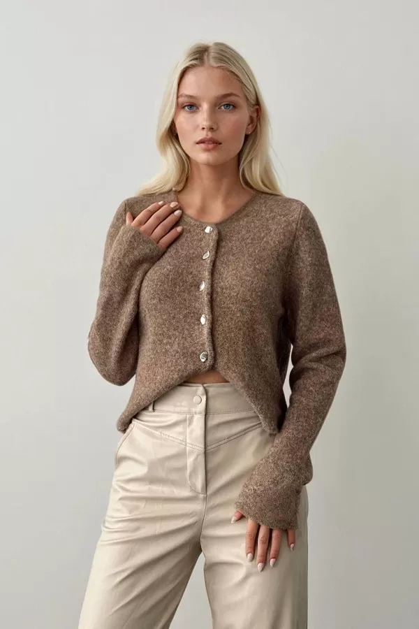 Sütlü Kahve Triko Kadın Hırka