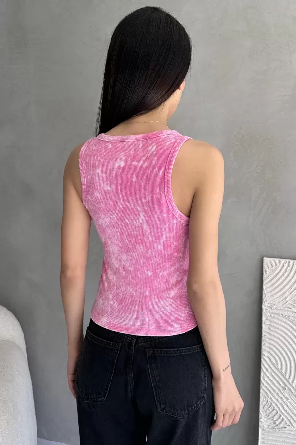 Taş Detaylı Pembe Yıkamalı Body