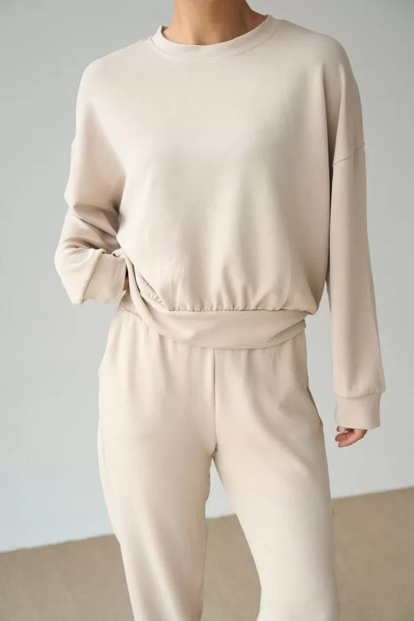 Taş Rengi Modal Kumaş Kadın İkili Takım