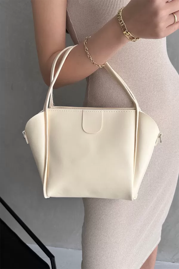 Taş Rengi Suni Deri Kadın Omuz Çantası